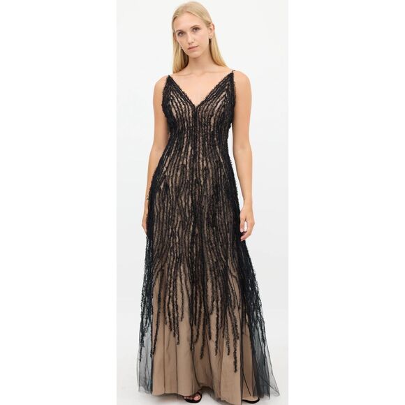 Jason Wu Collection Sheer Mesh Gown in Biege & Black NWT Size 10 - Picture 2 of 10